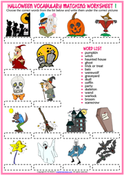 Halloween ESL Vocabulary Worksheets